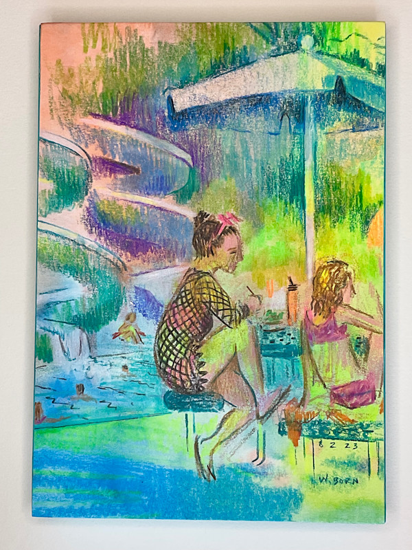 Mom & Daughter by the Pool by Wendy Born