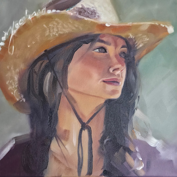 Cowgirl w/straw hat by Matthew Jacobson, Image 1.