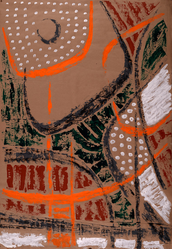 Rough Lines with Orange Highlights by Aditya Prakash (1924-2008)