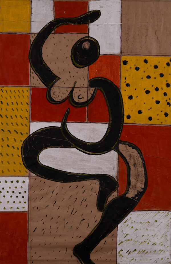 Dancing Figure with Boxes by Aditya Prakash (1924-2008)