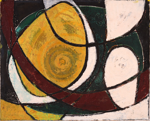 Yellow and Green Abstract Arches by Aditya Prakash (1924-2008)