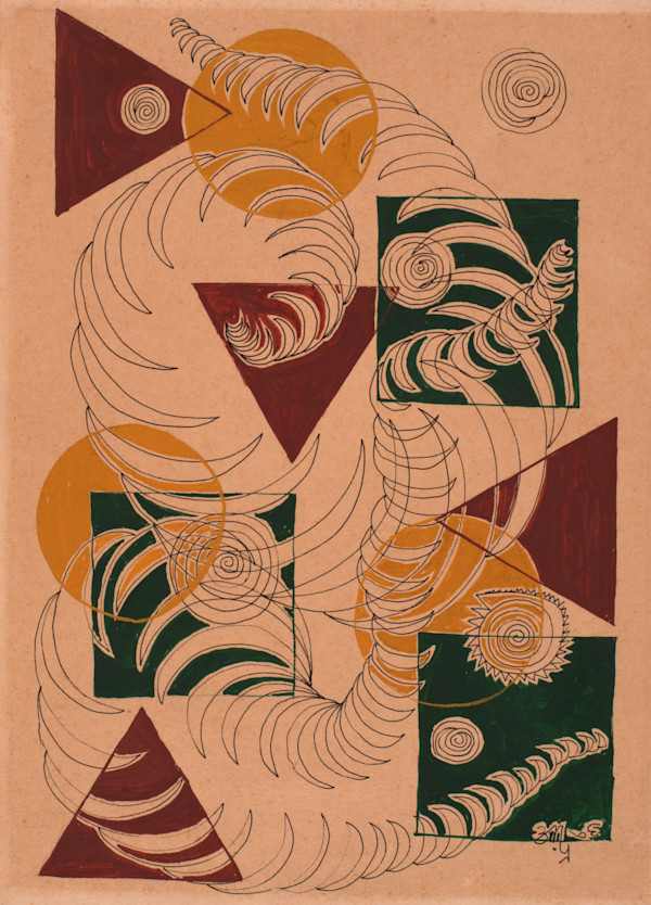 Arch Figures with Abstract Shapes by Aditya Prakash (1924-2008)