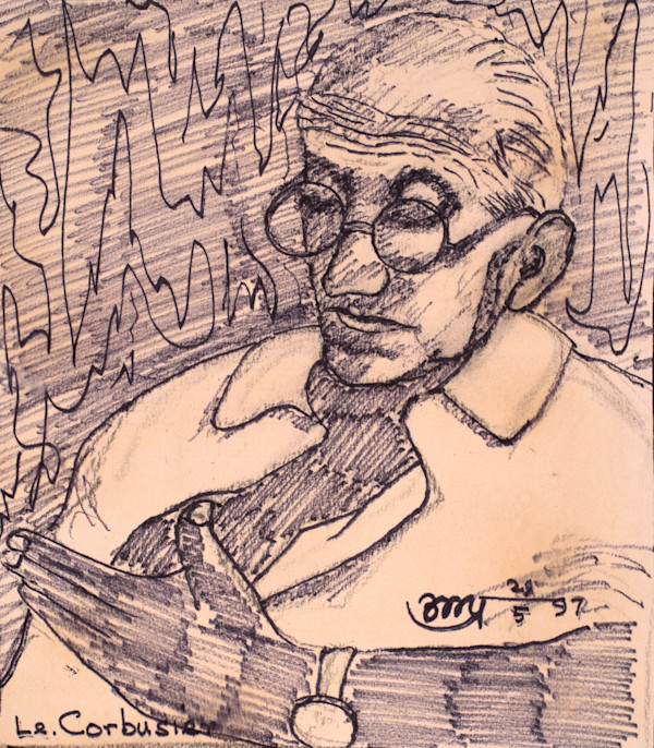 Le Corbusier Working Sketch by Aditya Prakash (1924-2008)