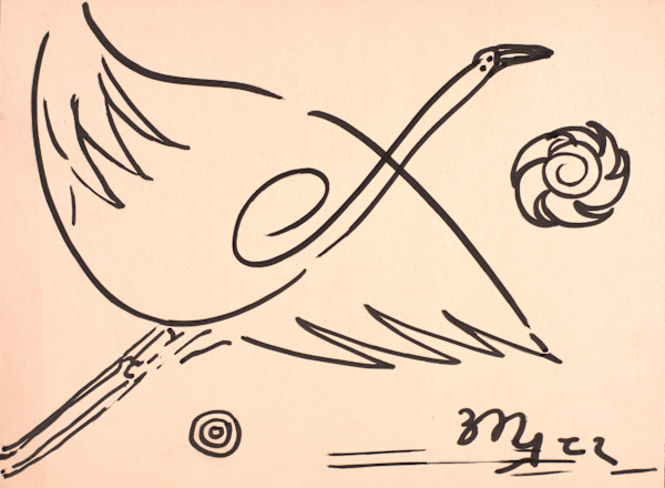 Sparce Continuous Bird with Rigid Spiral Sun by Aditya Prakash (1924-2008)