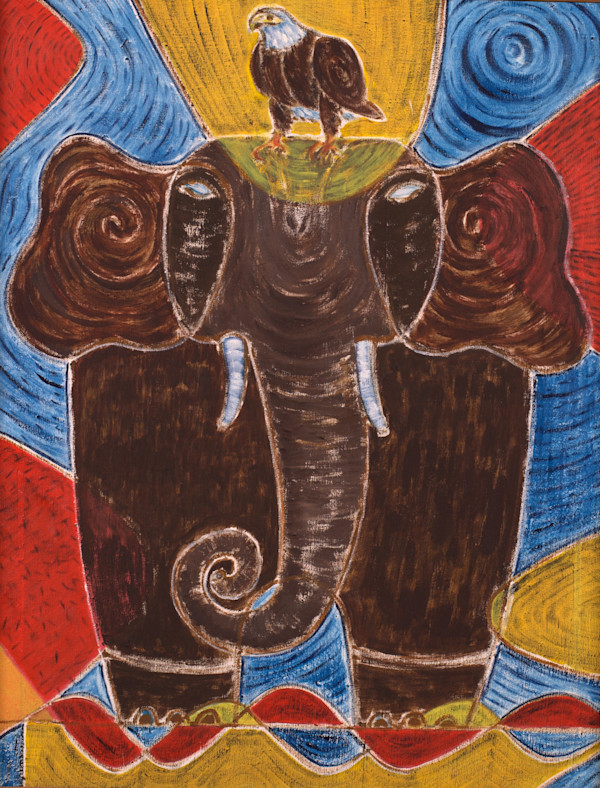 Luminscent Eagle and Elephant by Aditya Prakash (1924-2008)
