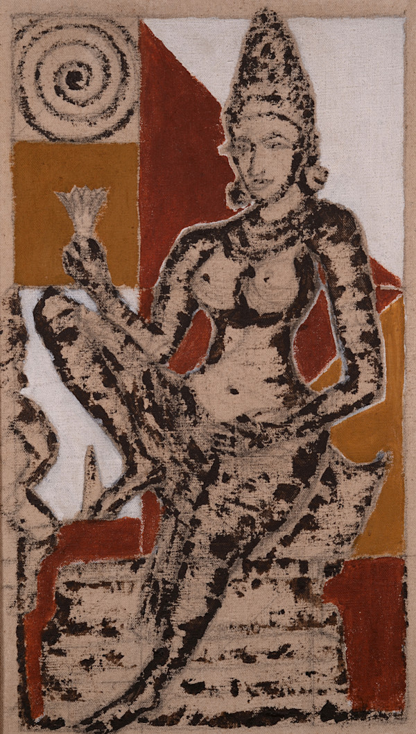 Goddess with a flower by Aditya Prakash (1924-2008)