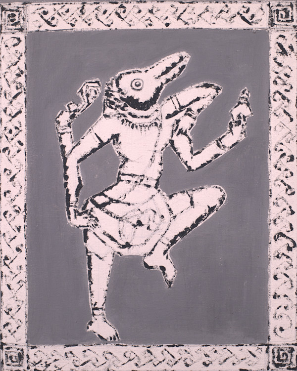 Black and White Masked Figure by Aditya Prakash (1924-2008)
