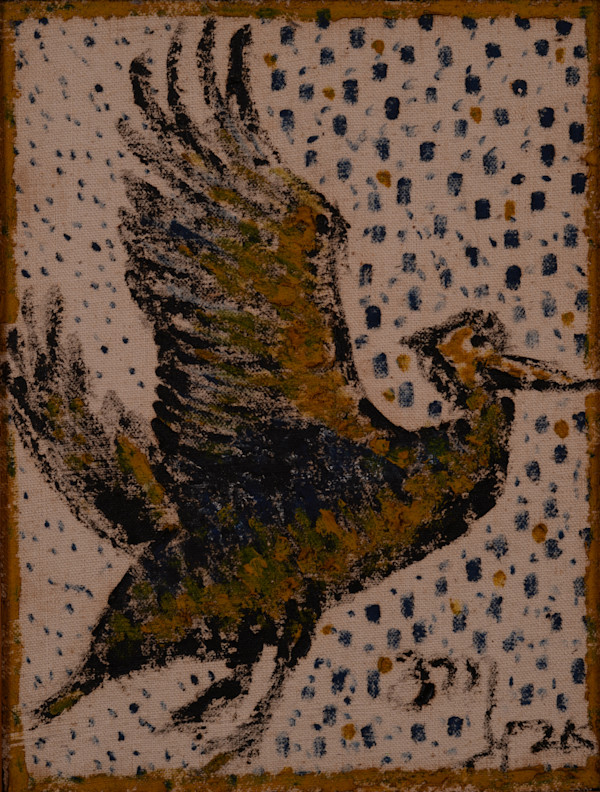 Black and Brown Bird with Dots by Aditya Prakash (1924-2008)