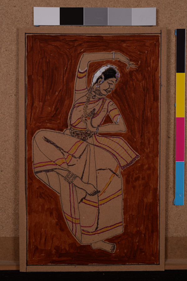 Woman Dancing with Saree and Red Background by Aditya Prakash (1924-2008)