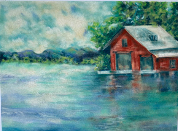 The Red Boat House, Squam Lake, NH by Barbara Wentzell Jaquith