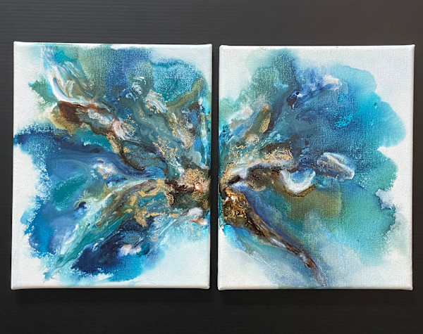 Blue Flow- Diptych by Kerrie Neumann