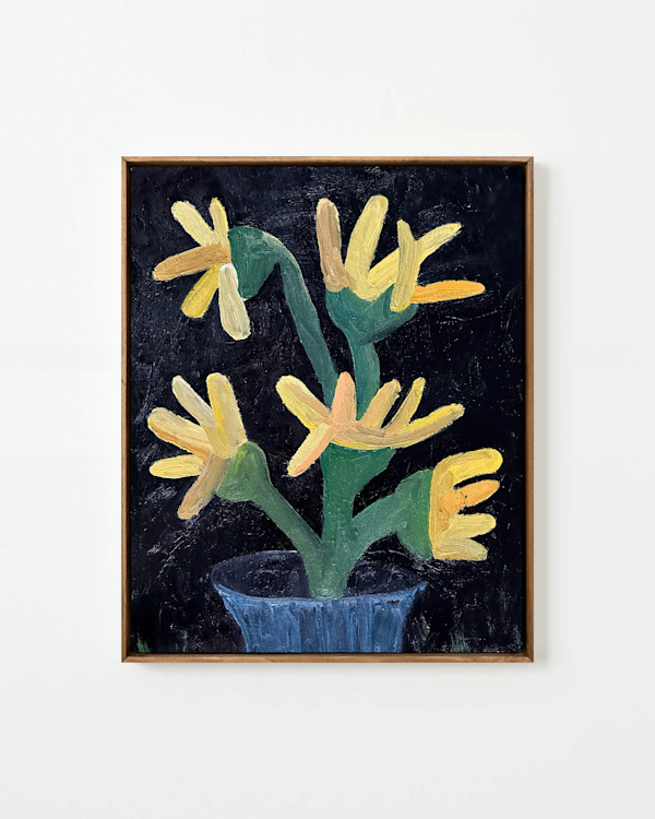 Sunflowers in Blue Vase by andrew alba