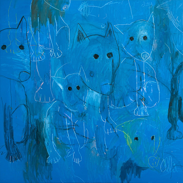 Dogs In Blue by andrew alba