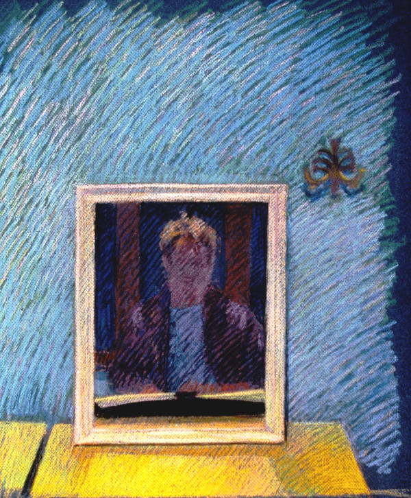 Self-Portrait Night, Marmaris, 1988, pastel, 19x25". by Michael Newberry