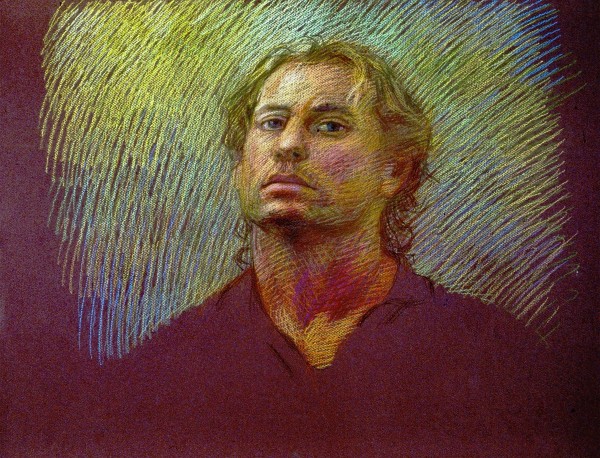 Self-Portrait, Santorini, 1995, pastel, 19x25". by Michael Newberry