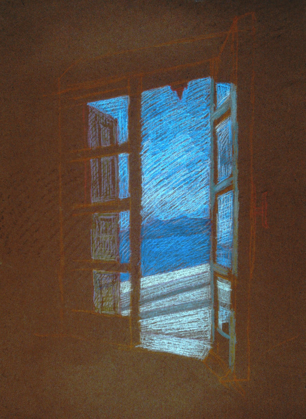 Open Window 2, Santorini, 1995, pastel, 19x25". by Michael Newberry
