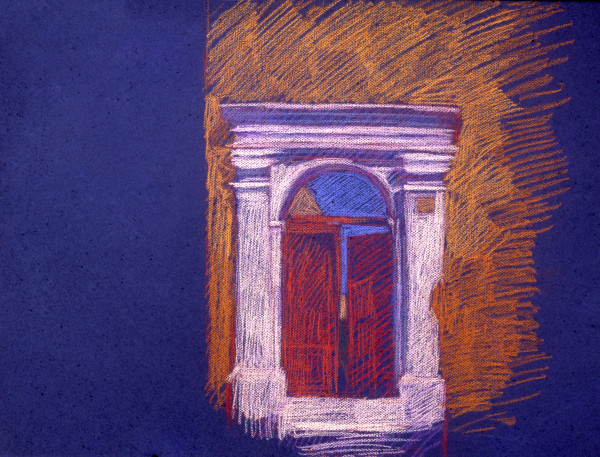 Red and White Gate, 1995, pastel, 19x25". by Michael Newberry