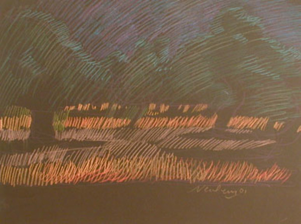Storm Coming, Rhodes, 1995, pastel, 19x25". by Michael Newberry