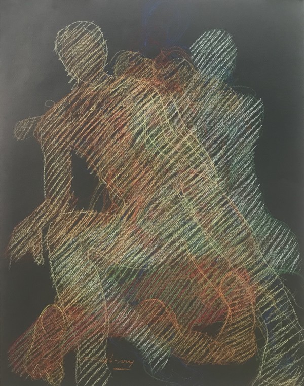 Sitting Echoes, Newberry, pastel on dark paper, 26x19” by Michael Newberry