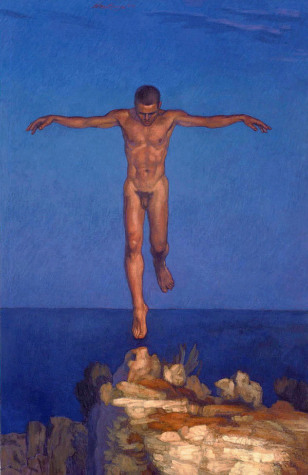 Newberry, Icarus Landing (Giclee), ink on Rives BFK paper, 30x20", 19/100 by Michael Newberry