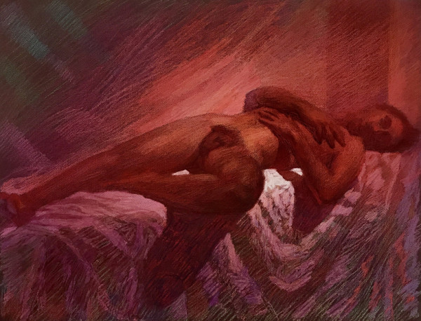 Nude Reclining in Red by Michael Newberry