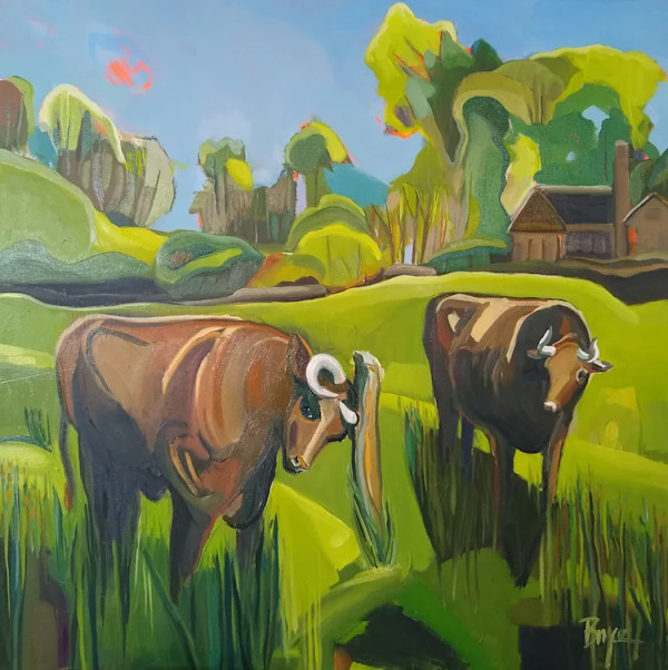 Oxen at Genesee Country Village Museum by Phyllis Bryce Ely