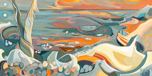 LAKE ICE WITH SUN AND MOON by Phyllis Bryce Ely