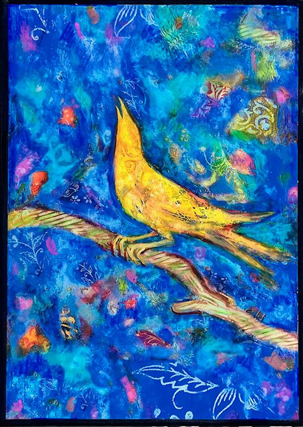 Bird Song Colage_Art Block 5x7x1.5/8" by Carolyn Holman, Image 1.