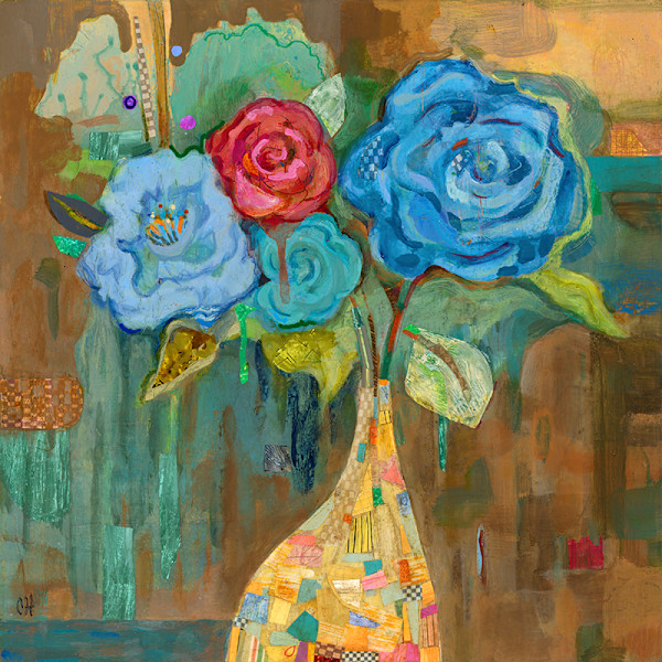 Blue Rose Mosaic_Gicleé Print 12x12" by Carolyn Holman, Image 1.