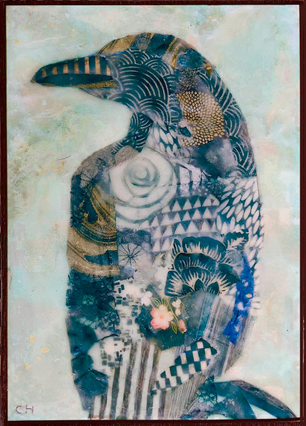 Crow 2_Art Block 6x8x1.5/8" by Carolyn Holman, Image 1.
