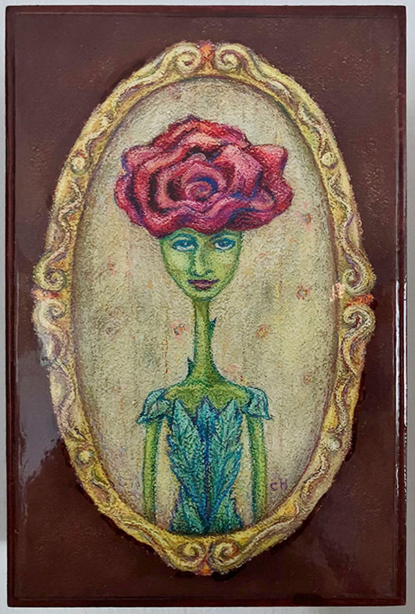Flower Girl_Art Block 4x6x1.5/8" by Carolyn Holman, Image 1.