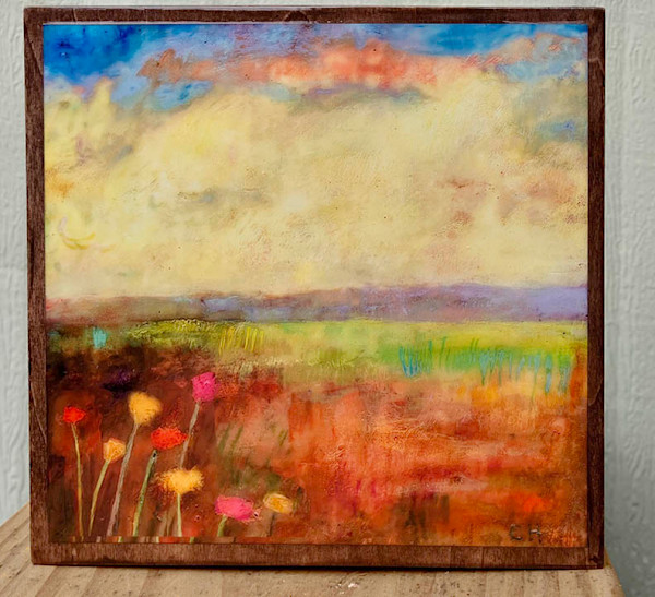 Meadow Flowers_Art Block 6x6x1.5/8" by Carolyn Holman, Image 1.