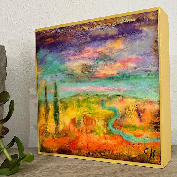 Traveling Stream_Art Block 6x6x1.5" by Carolyn Holman, Image 1.