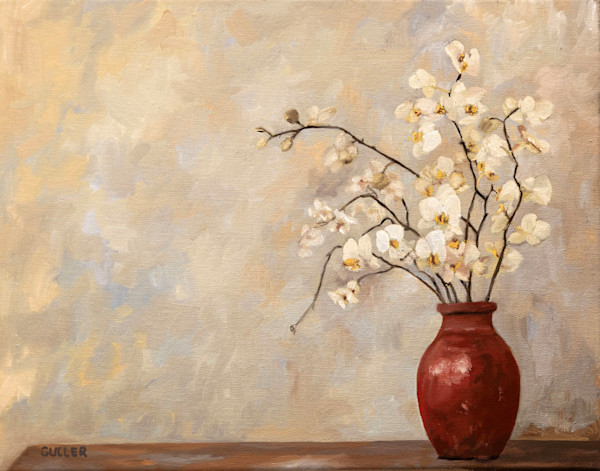"Red Vase and Orchids" by Krissy Culler