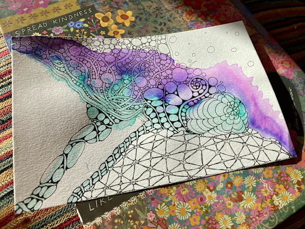 Purple & Teal Cosmic ZIA (Zentangle Inspired Art) by Jenny Mahan