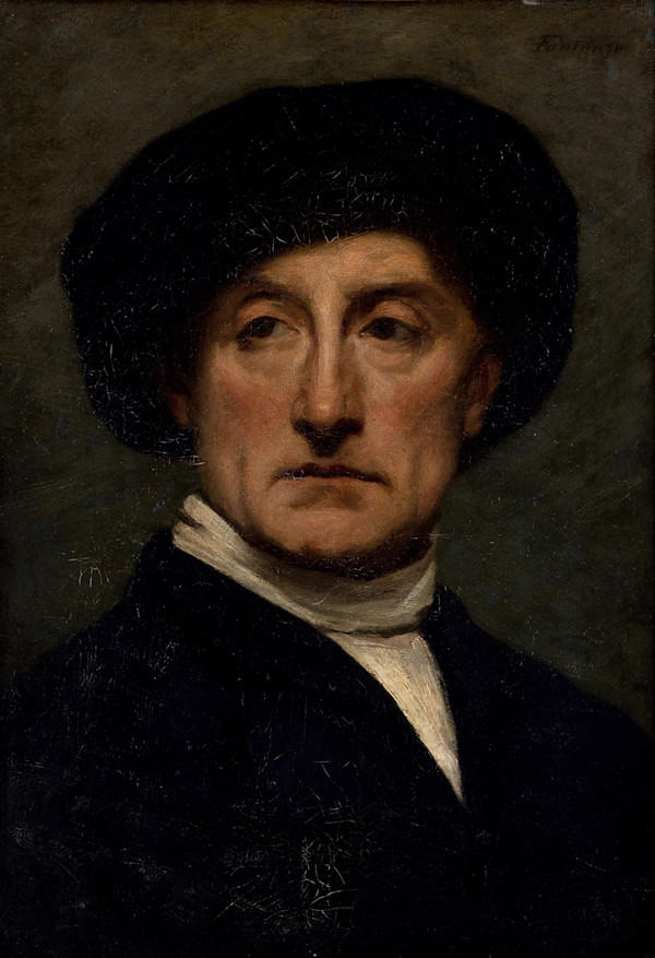 A Portrait of a Man Wearing a Black Velvet Beret by Henri Jean Theodore Fantin-Latour, Image 3.
