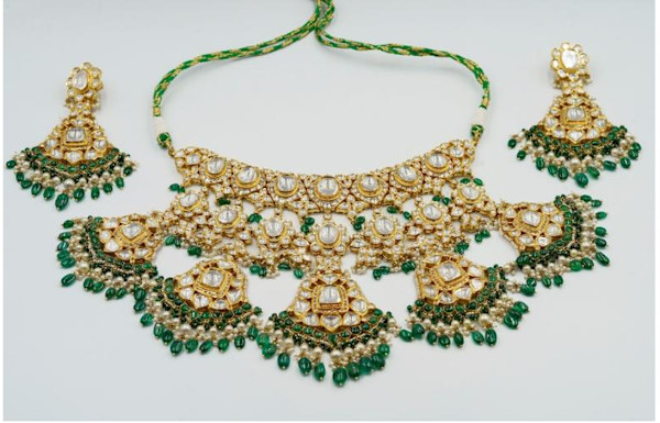 Gold Gem set Necklace and Earrings