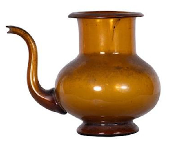 Mughal Amber coloured glass pouring vessel (Lota)