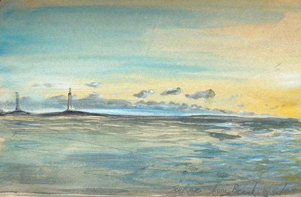 Sunrise over Dueling lighthouses;  Long Beach Cove, MA by Adrian Molina, Image 1.
