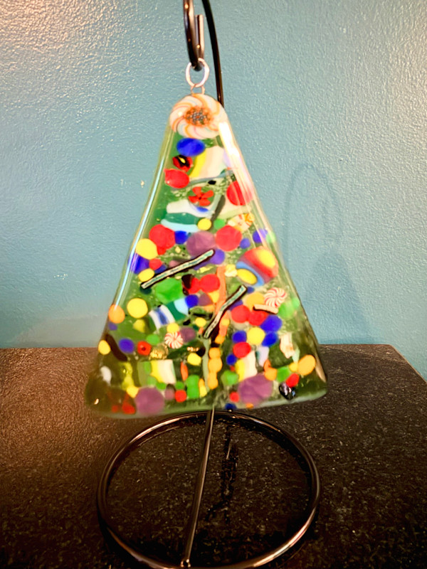 Fused glass Christmas tree ornament 2 by Susan Mason