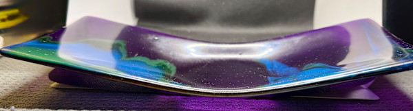 Fused glass purple mountain majesty suhi dish by Susan Mason