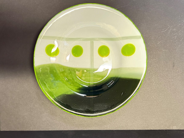 Glorious Greens Fused Glass Bowl by Susan Mason