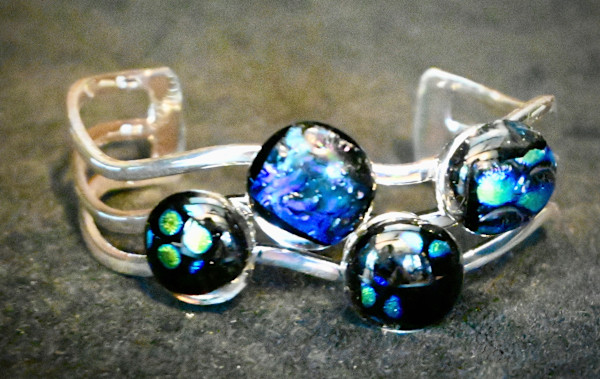 Four stone wave cuff bracelet by Susan Mason