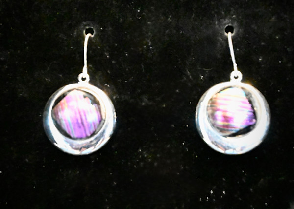 Pink purple dichroic drop  earrings by Susan Mason