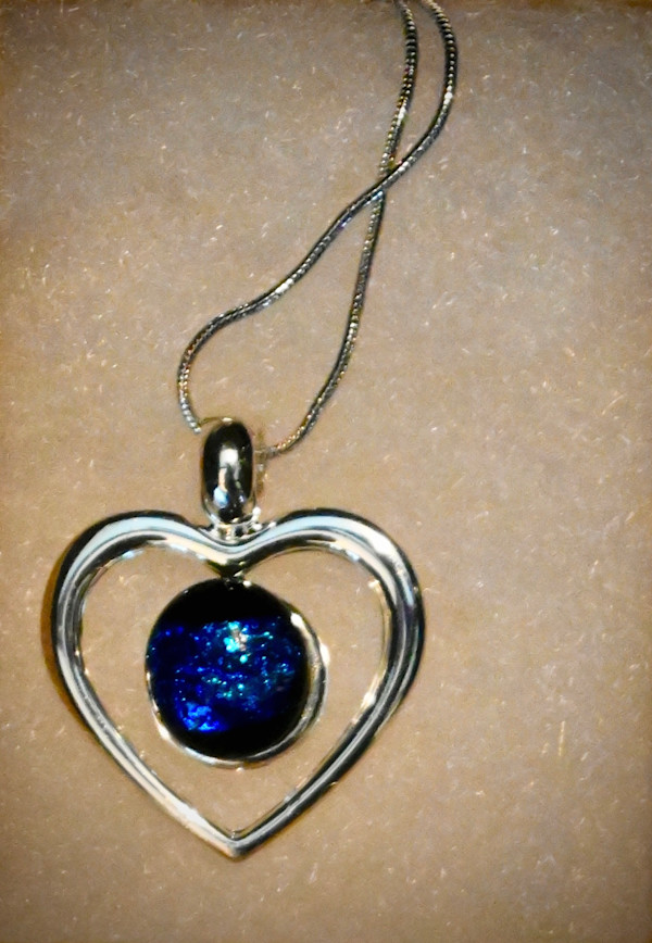 Blue heart necklace by Susan Mason