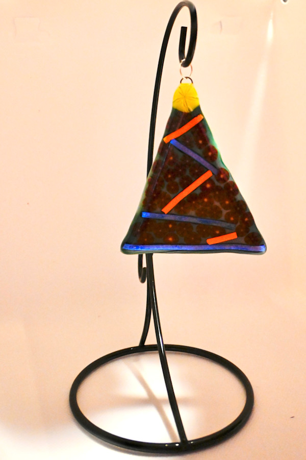 Fused glass poinsettia tree ornament by Susan Mason