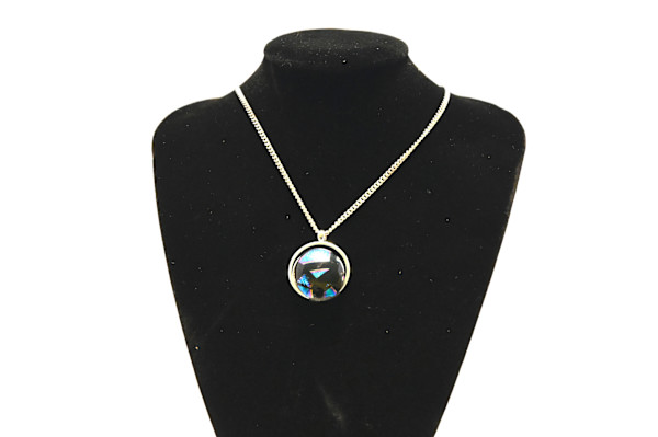 › Fused Glass Dark Blue Enigma Pendant Necklace Fused Glass Dark Blue Enigma Pendant Necklace by Susan Mason, Image 1.