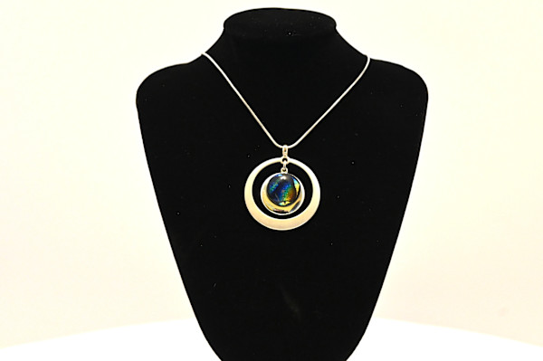 Fused Glass Ethereal Dichroic Glass Pendant Necklace by Susan Mason, Image 1.