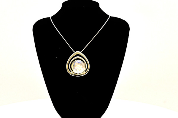 Fused Glass Elegant Teardrop Crystal Pendant Necklace by Susan Mason, Image 1.