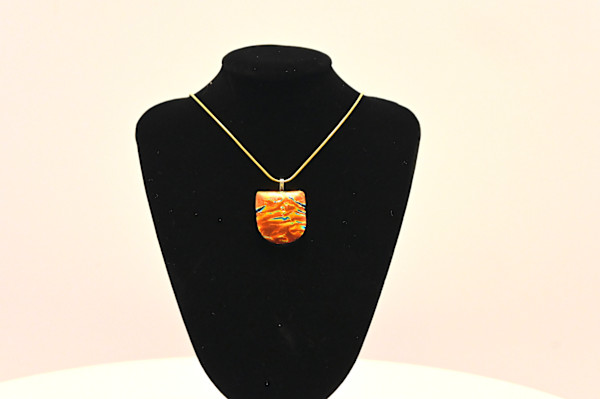 Fused Glass Vibrant Artisan Pendant Necklace by Susan Mason, Image 1.